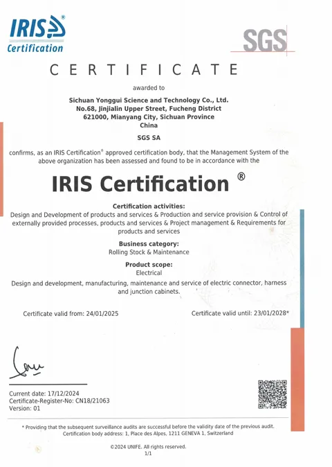 Scan of the ISO 22163 certificate as issued: rail quality management. The holder named on the document is the manufacturing organisation, not the brand on this site.
