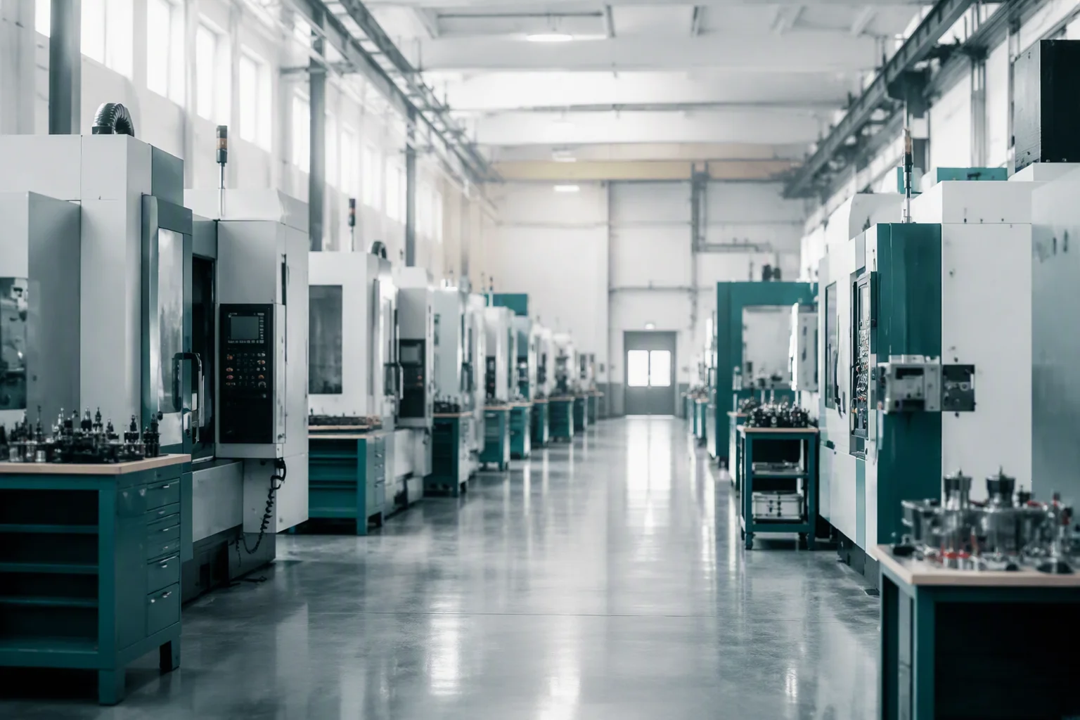 Clean precision machining hall with CNC production cells