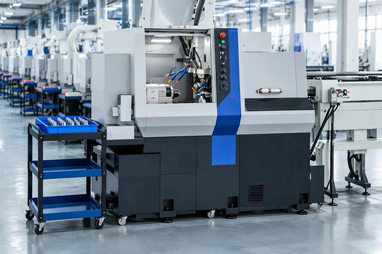 Clean assembly bench with sealing faces laid out on a wiped surface