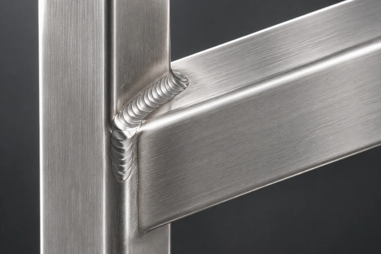 Welded tube joint in close view, bead and heat-affected transition visible