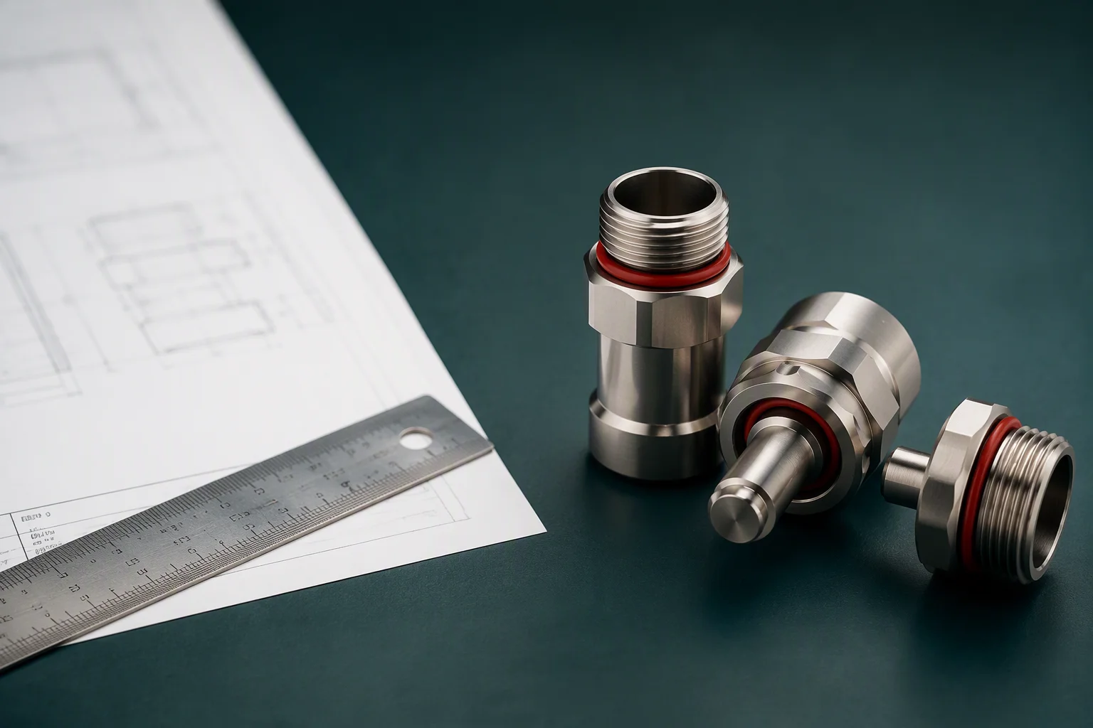 OCP UQD standard document beside a pair of dry-break quick disconnect couplings