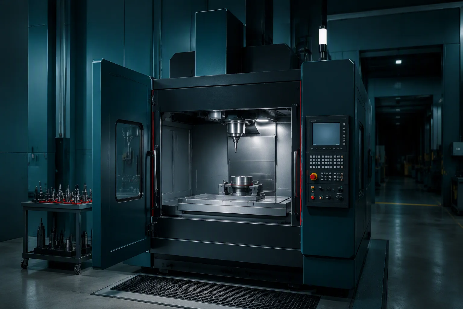 CNC machining cell turning 316L valve bodies for UQD couplings