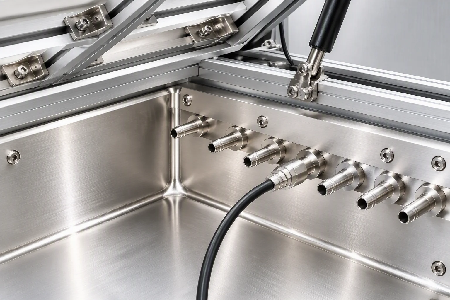 A close passivated stainless bore and port interior