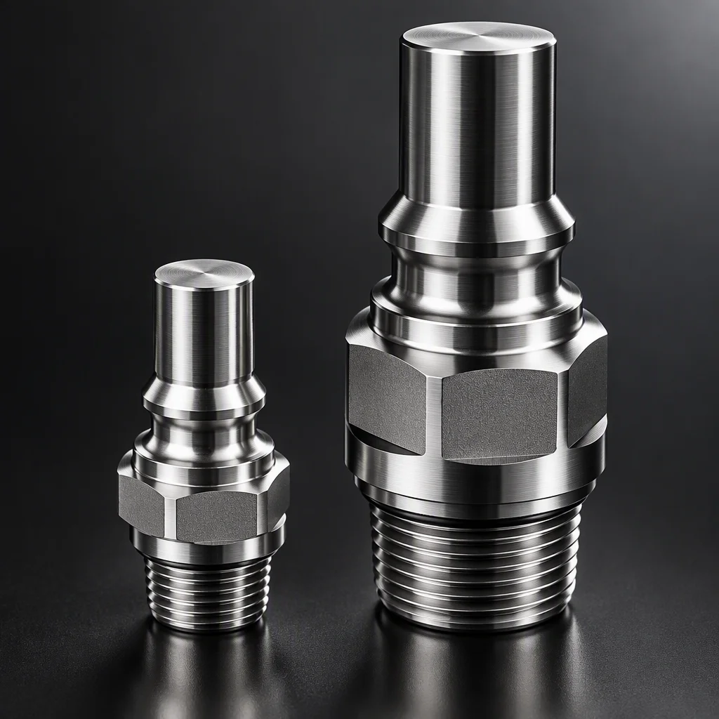 The smallest and the largest coupling in the family standing side by side (generated image)